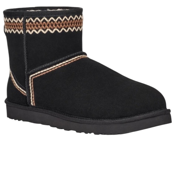 UGG Men’s Classic Stitch Black Mini Sherpa Atherson Boot - Picture 9 of 16